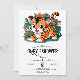 Invitation Joli Baby shower numérique Boho Tiger