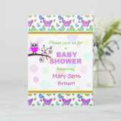 Invitation Joli Baby shower Owl (Debout devant)