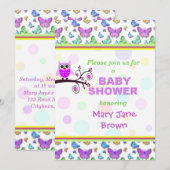 Invitation Joli Baby shower Owl (Devant / Derrière)