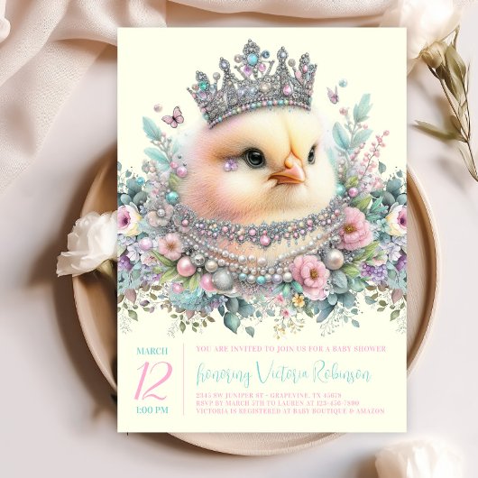 Invitation Joli Baby shower Pastel Chick