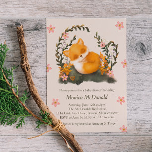 Invitation Joli Baby shower Petit Fox verdoyant