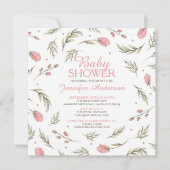 Invitation Joli Baby shower rose (Devant)