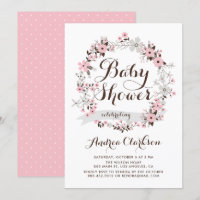 Joli Baby shower rose et gris fleuri