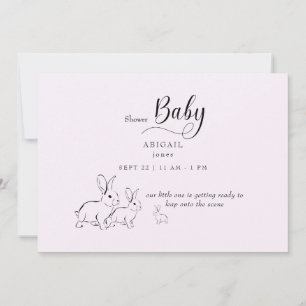 Invitation Joli Baby shower rose lapin en bois