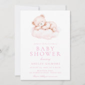 Invitation Joli Baby shower rose Ours Sleepy (Devant)