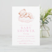 Invitation Joli Baby shower rose Ours Sleepy (Debout devant)