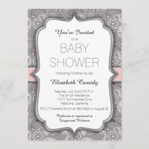 Invitation Joli Baby shower rose Paisley Vintage