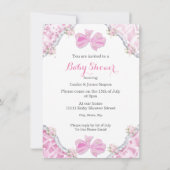 Invitation Joli Baby shower rose Parapluie Fleurs Fille (Dos)