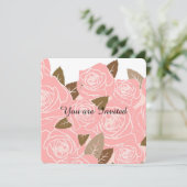 Invitation Joli Baby shower rose Roses (Debout devant)
