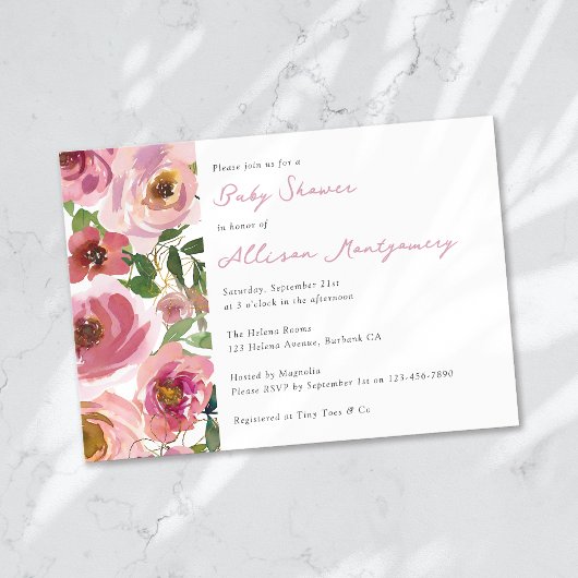 Invitation Joli Baby shower rose Roses