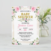 Invitation Joli Baby shower rose Roses (Debout devant)