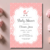 Invitation Joli Baby shower rose Vintage