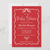 Invitation Joli Baby shower rouge Vintage (Devant)