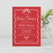 Invitation Joli Baby shower rouge Vintage (Debout devant)
