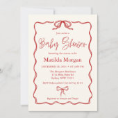 Invitation Joli Baby shower rouge Vintage (Devant)