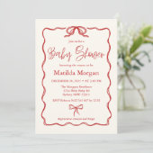 Invitation Joli Baby shower rouge Vintage (Debout devant)