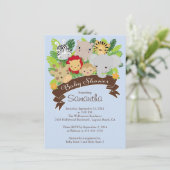 Invitation Joli Baby shower Safari Jungle Moderne Animaux (Debout devant)