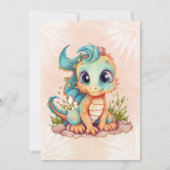 Invitation Joli Baby shower Turquoise de dragon orange (Dos)