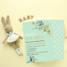 Joli Baby shower vert et or Floral Blush