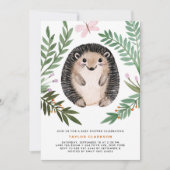 Invitation Joli Baby shower vert Hérisson aquarelle (Devant)