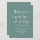 Invitation Joli baby shower vert intelligent (Devant / Derrière)