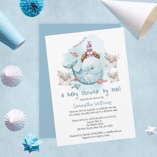 Invitation Joli Baby shower Whale Boy Par Mail