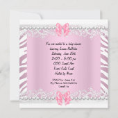 Invitation Joli Baby shower Zebra Baby Girl Dentelle rose (Dos)