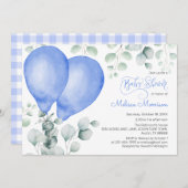 Invitation Joli Balloon bébé garçon douche (Devant / Derrière)