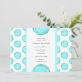 Invitation joli basket turquoise motif fête sportive (Debout devant)