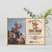 Invitation Joli bébé cheval premier rodéo photo anniversaire (Debout devant)