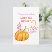 Invitation Joli bébé citrouille d'anniversaire  (Debout devant)