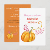 Invitation Joli bébé citrouille d'anniversaire  (Devant / Derrière)