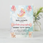 Invitation Joli bébé dragon dinosaure Bear Balloon baby showe (Debout devant)