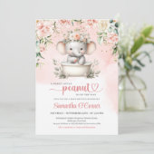 Invitation Joli bébé éléphant dans la baignoire prendre une d (Debout devant)