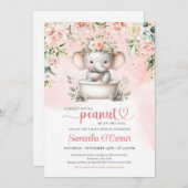 Invitation Joli bébé éléphant dans la baignoire prendre une d (Devant / Derrière)