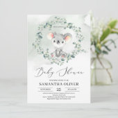 Invitation Joli bébé koala vert eucalyptus Baby shower (Debout devant)
