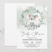 Invitation Joli bébé koala vert eucalyptus Baby shower (Devant / Derrière)