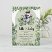 Invitation Joli bébé zèbre Aquarelle verte tropicale (Debout devant)