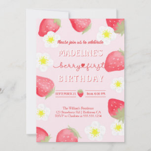 Invitation joli Berry Sucré Anniversaire fraise