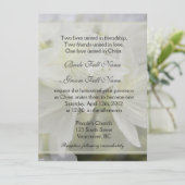 Invitation Joli blanc azalée fleurs mariage chrétien (Debout devant)