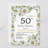 Invitation Joli blanc marguerite Floral verdure Anniversaire (Devant)