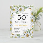 Invitation Joli blanc marguerite Floral verdure Anniversaire (Debout devant)