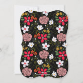 Invitation Joli blanc rose floral noir brush Strokes (Dos)