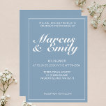 Invitation Joli bleu & blanc moderne minimaliste Mariage<br><div class="desc">Joli,  moderne,  minimaliste et tendance décontracté mariage invite design caractéristiques 2022 palette de couleurs de glacier lac bleu arrière - plan avec blanc blocs de texte personnalisable dans les polices modernes</div>