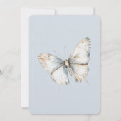 Invitation Joli Bleu Blancs Papillon Fête des mariées florale (Dos)