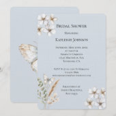 Invitation Joli Bleu Blancs Papillon Fête des mariées florale (Devant / Derrière)