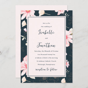 Invitation Joli bleu bleu floral modèle Mariage