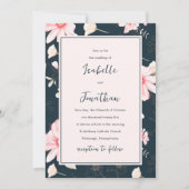 Invitation Joli bleu bleu floral motif Mariage photo (Devant)