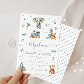 Invitation Joli bleu éléphant jouets bébé garçon douche invit
