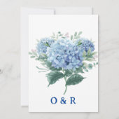 Invitation joli bleu floral poussiéreux (Dos)